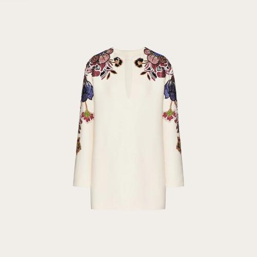 VALENTINO华伦天奴 22年秋冬 女士 连衣裙 ROBE COURTE BRODéE EN CREPE COUTURE XB0VAZ051CF