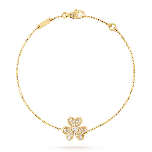 Van Cleef & Arpels/梵克雅宝 Frivole 女士迷你金色镶钻花朵手链 VCARP24100