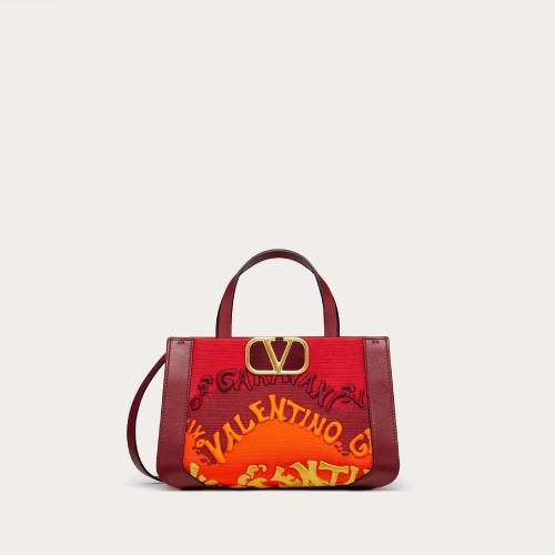  VALENTINO华伦天奴 22年秋冬 女士 手提包 PETIT SAC a MAIN EN TOILE A_VEC BRODERIE VALENTI