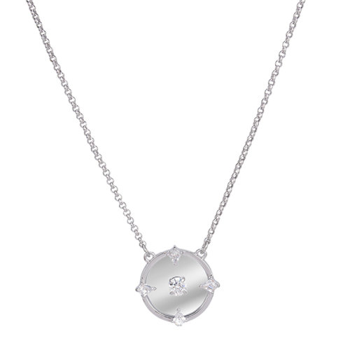 Swarovski/施华洛世奇 女士白色仿水晶石简约线条优雅含蓄时尚百搭NORTH项链吊坠锁骨链 多色可选