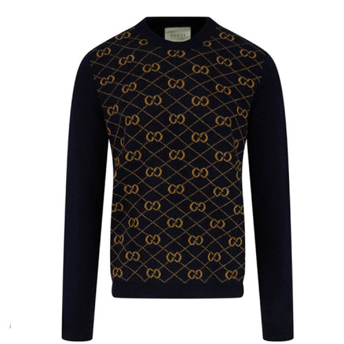 GUCCI/古驰   男士 拼色 羊毛 GG菱格纹提花圆领长袖毛衣针织衫 626288 XKBFB 4795