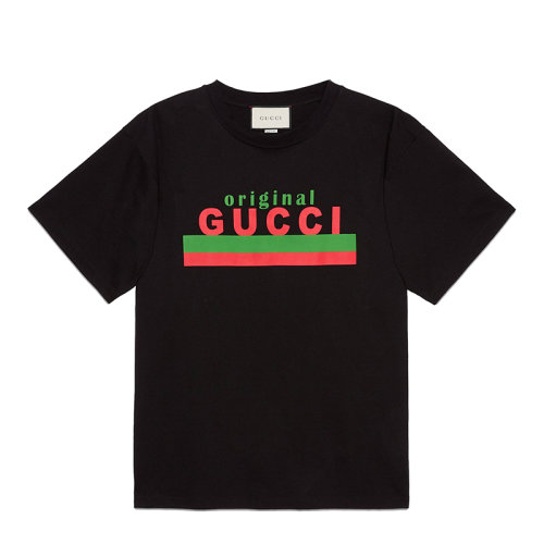 GUCCI/古驰  新款男士黑色大码短袖T恤 616036XJCOQ1082