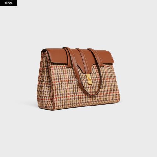  CELINE赛琳思琳 22年秋冬 女士 手提包 SOFT 16中号花呢和牛皮革手袋 195542EOM.14ML