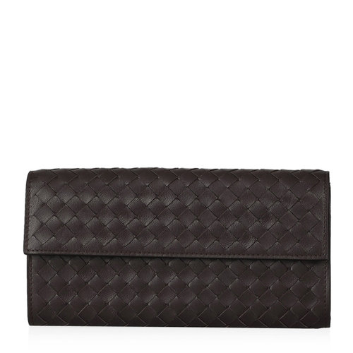 Bottega Veneta/葆蝶家 男女同款中性纯色羊皮经典编织拉链开合长款翻盖钱夹钱包手拿包 150509-V001N 多色可选