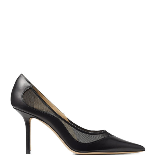 Jimmy Choo/周仰杰 22年秋冬新款 Love 85系列 女士黑色纳帕皮革和网眼尖头高跟鞋LOVE85NMS-NOIR