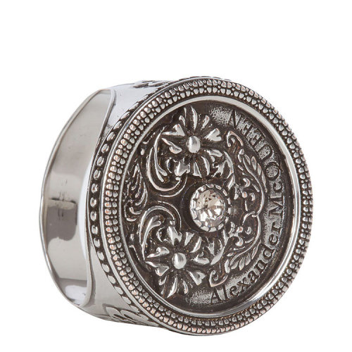 Alexander McQueen/亚历山大麦昆  时尚百搭 男士银色花朵圆片戒指/指环  611290194VY