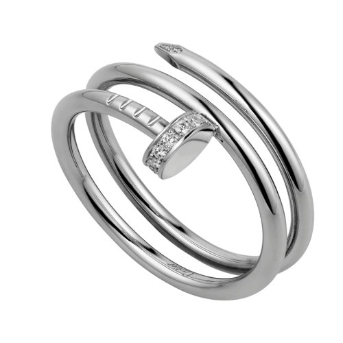 CARTIER/卡地亚 经典Juste un Clou系列 18K金白金钻石钉子戒指B4211000