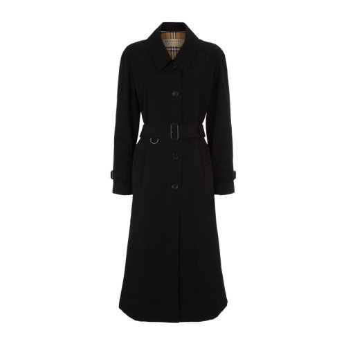 BURBERRY/博柏利 女装 服装 黑色棉质侧开衩轻薄风衣 女士大衣
