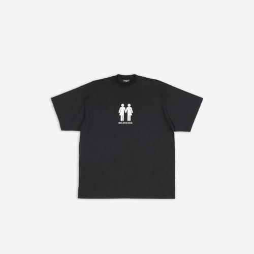  BALENCIAGA巴黎世家 22年秋冬 女士 短袖T恤 Mens Pride 22 T-shirt  Oversized in Black 6945