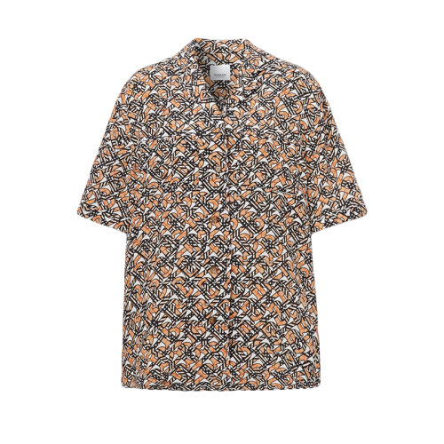 BURBERRY/博柏利 22年春夏新款 女士白色/米色桑蚕丝老花印花睡衣式衬衫80572121