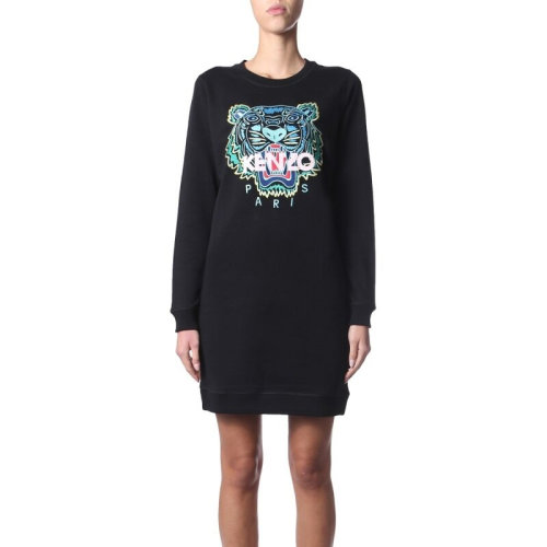 Kenzo/高田贤三  女装 服装 棉质经典LOGO款Tiger老虎头图案卫衣长袖 女士连衣裙裙装经典虎头