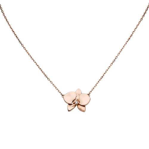 CARTIER/卡地亚 经典CARESSE D’ORCHIDéES系列 中号18K金玫瑰金镶嵌钻石花朵项链B7015500