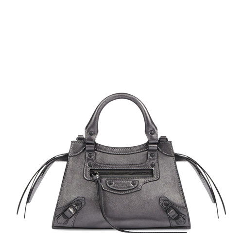 Balenciaga/巴黎世家 21新款 NEO CLASSIC系列 女士迷你银色金属质感纳帕小牛皮单肩斜挎机车包6385241NDU71015