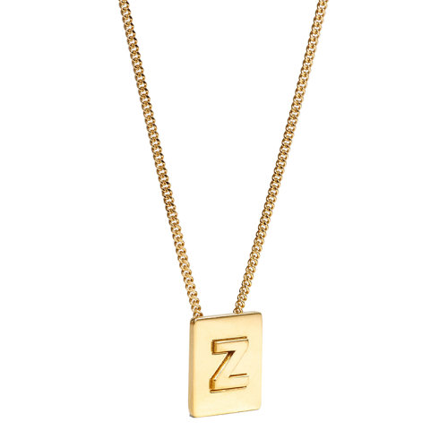 CELINE/赛琳 经典款ALPHABET系列 男女同款金色饰面黄铜字母Z坠饰项链46N0Z6BRA.35OR