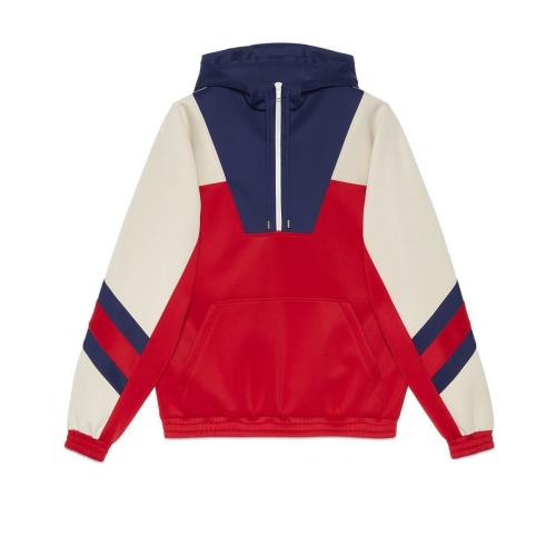  GUCCI古驰 22年秋冬 男士 饰织带氯丁橡胶半拉链夹克 706413 XJETH 6480