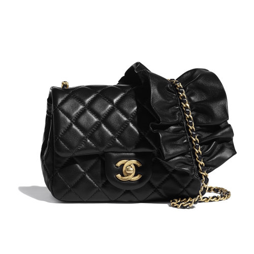 CHANEL/香奈儿 CF系列  小号方胖子女包荷叶边 链条包单肩斜挎包AS2203 B00438 94305