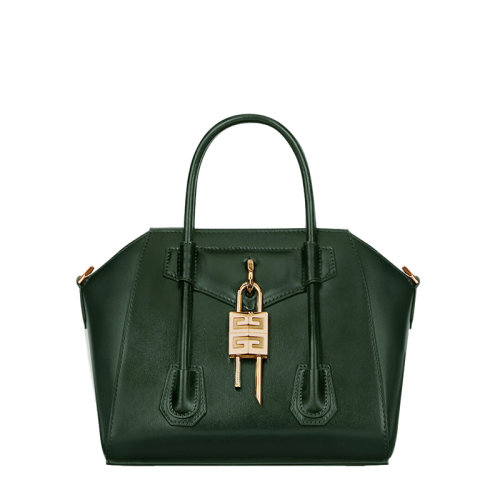 Givenchy/纪梵希 20  ANTIGONA LOCK系列 女士迷你深绿色小牛皮拉链开合挂锁单肩斜挎手提包 BB50J0B13A-311