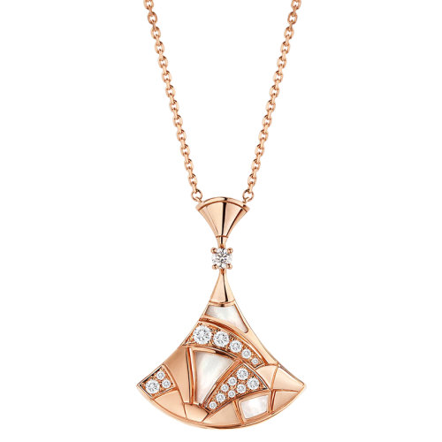 BVLGARI/宝格丽 DIVAS'DREAM系列 18K金玫瑰金珍珠母贝镶有钻石吊坠项链 350065