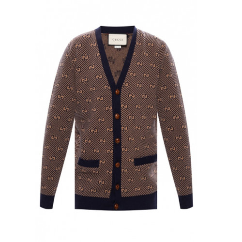 GUCCI/古驰  时尚棕色 羊毛 羊绒混纺 男士针织衫/毛衣 630412 XKBFZ 4314 HQY012345C