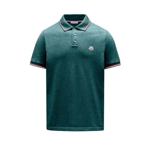 Moncler/蒙克莱 22年早春新款 男士橄榄绿色纯棉三色饰边徽标短袖POLO衫T恤H10918A7030084556875