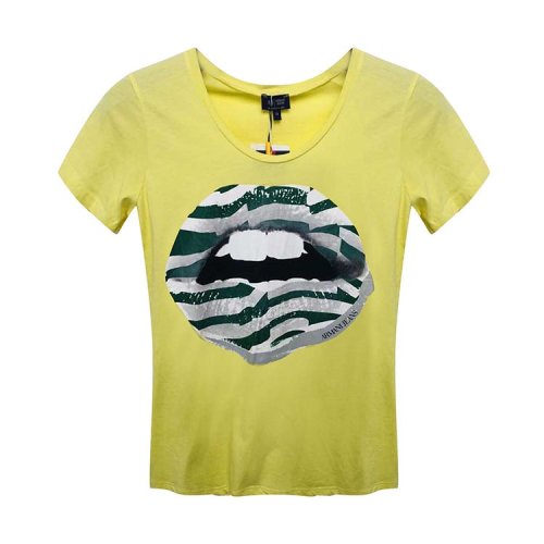 ARMANI JEANS/阿玛尼牛仔 黄色女士短袖T恤