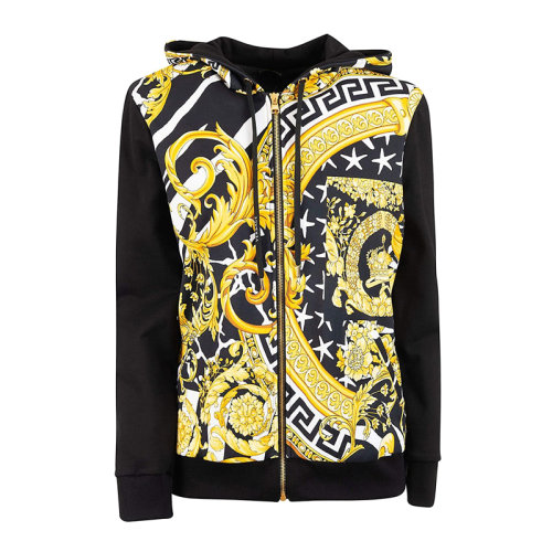 VERSACE/范思哲 女士黑色棉质印花装饰拉链开合休闲上衣外套夹克 A83307-A231036-A7900