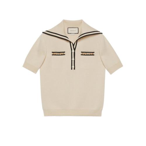  GUCCI古驰 22年秋冬 女士 GG提花羊毛Polo衫 649844 XKBNZ 9087