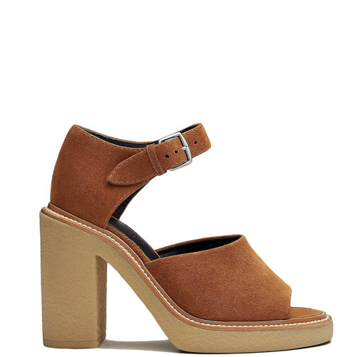 HERMES/爱马仕 22年秋冬新款 Drew系列 女士伊罗科树栗色绒面小牛皮高跟凉鞋H212060ZY4360