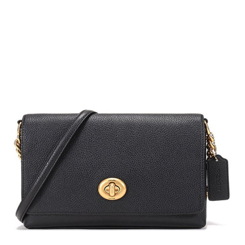 COACH/蔻驰【专柜款】Crosstown系列女士纯色抛光鹅卵石皮革旋扣翻盖开合单肩包斜挎包女包 1494 多色可选