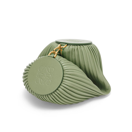 LOEWE/罗意威 22新款 Bracelet系列 女士迷迭香绿色褶皱纳帕羊皮革配牛皮革拉链开合多功能单肩手拿手链包A912P84X08-6424