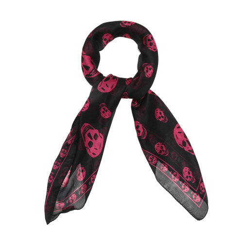 Alexander McQueen/亚历山大麦昆 女士 黑粉色丝质时尚骷髅头围巾/披肩围巾 5577173052Q1030
