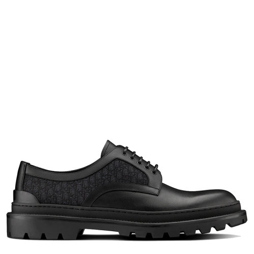 DIOR/迪奥 2021年新款 EXPLORER系列 男士黑色光滑小牛皮和Dior斜纹提花帆布德比鞋3DE319ZKD_H969