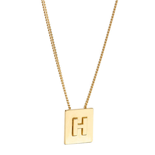 CELINE/赛琳 经典款ALPHABET系列 男女同款金色饰面黄铜字母H坠饰项链46N0H6BRA.35OR