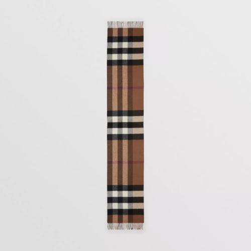  BURBERRY 22年秋冬 女士 双面两用格纹拼专属标识羊绒围巾 80574691
