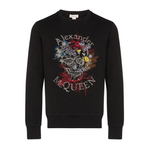 Alexander McQueen/亚历山大麦昆 男士 服装 21春夏 黑色棉质圆领骷髅图案套头衫 男卫衣