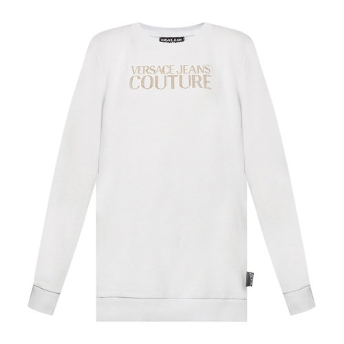 VERSACE JEANS/范思哲牛仔 女士纯色棉质经典字母徽标水钻装饰圆领长袖上衣卫衣运动衫套头衫 B6HUA786-36604 多色可选