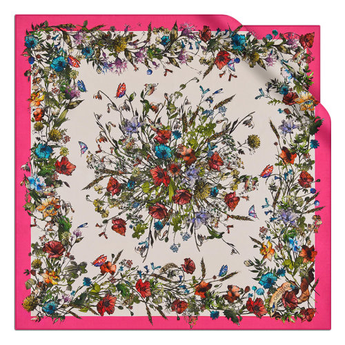 DIOR/迪奥新款 女士紫红色斜纹真丝千叶印花方巾15MIF090I611_C431