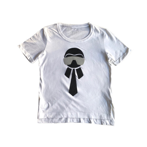 Fendi芬迪  白色老佛爷短袖T恤 袖口卷边