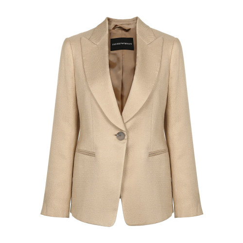 Emporio Armani/安普里奥阿玛尼 米驼色 女士纹理感羊毛混纺西服外套 5NG27T-52101-108