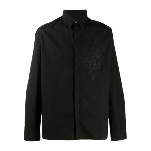  FENDI/芬迪 男士黑色棉质长袖衬衫 FS0745 AAP6 F0QA1 PLFSX