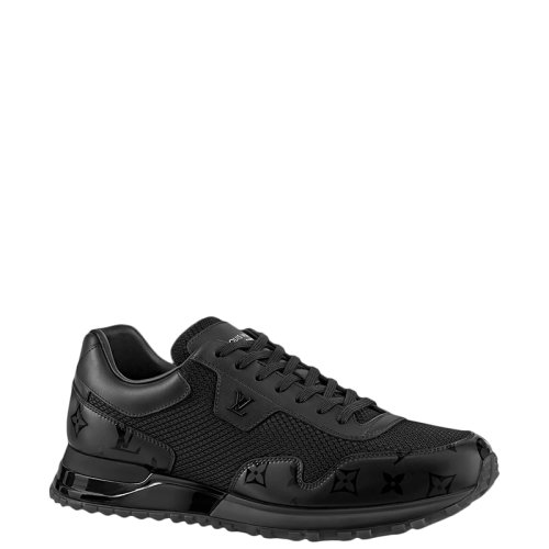 Louis Vuitton/路易威登 22年早春新款 RUN AWAY系列 男士黑色网眼面料拼金属感老花印花帆布运动鞋1A9FFC