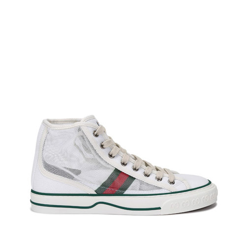 GUCCI/古驰 女士Tennis 1977系列织物网眼系带高帮休闲运动鞋 663579 2WB10