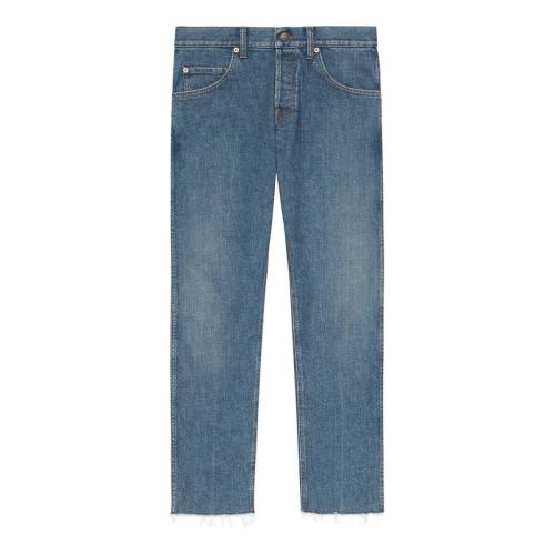  GUCCI古驰 22年秋冬 男士 毛边裤脚弹力牛仔裤 681284 XDBP7 4011