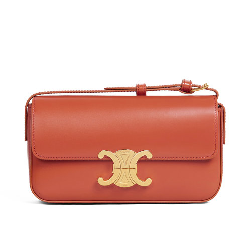 CELINE/赛琳 22新款TRIOMPHE系列 女士光玉髓红亮泽牛皮革饰凯旋金扣单肩肩背包194143BF4.20CO