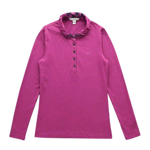 BURBERRY/博柏利 女装 服饰 时尚休闲 紫红色 棉质格纹 女士T恤长POLO 3900710