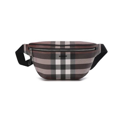 BURBERRY/博柏利 【22春夏新款】 男款织物/聚氨酯胸包斜挎包腰包深桦木棕格纹 80528061