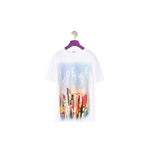  LOEWE罗意威 22年秋冬 女士 短袖T恤 Candles T-shirt in cotton S540Y22X18-9990