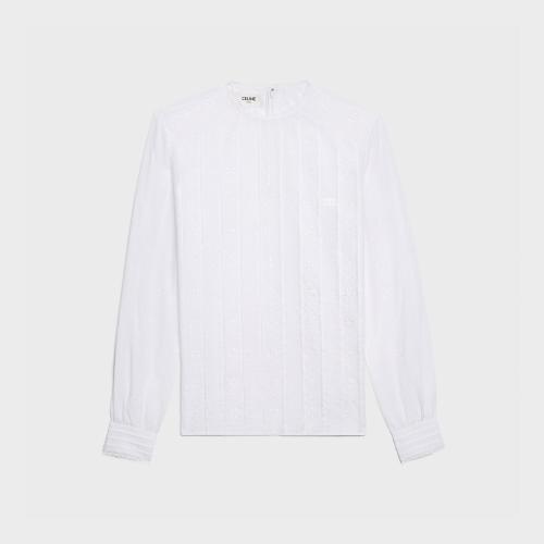  CELINE赛琳思琳 22年秋冬 女士 长袖衬衫 刺绣棉纱衬衫 2B551707P.01BC