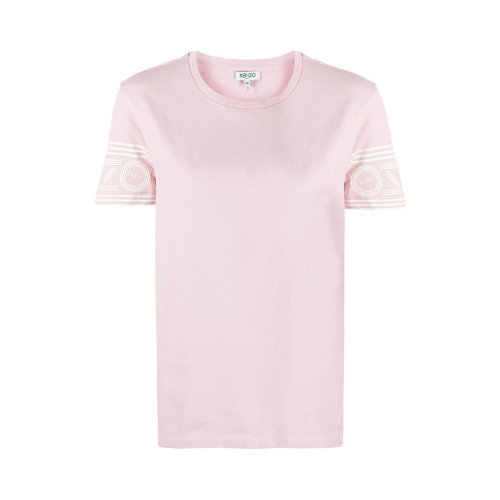 Kenzo/高田贤三 女士淡粉色棉质袖口经典字母徽标印花装饰圆领短袖上衣T恤 F862TS793985-34