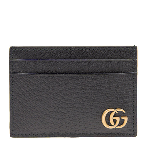 GUCCI/古驰   男士黑色牛皮经典LOGO款短款钱包卡包
